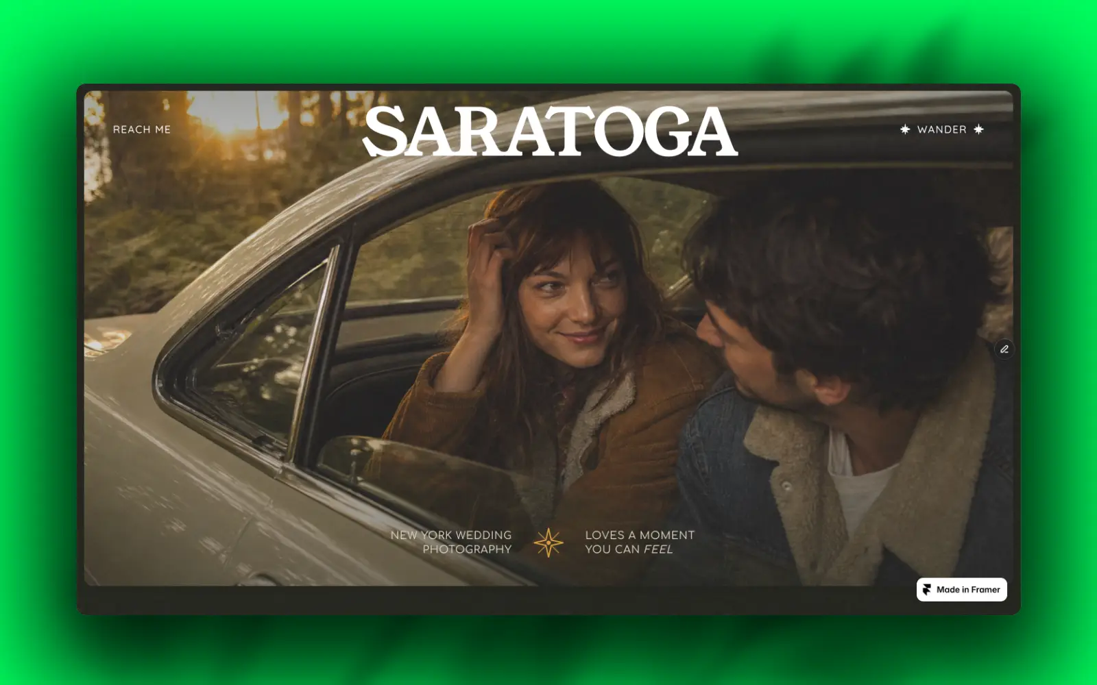 Saratoga freelance wedding photography website homepage design by Fire Island Design